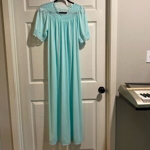 Elegant Lace Trim Nightgown - Light Blue